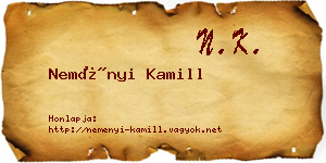 Neményi Kamill névjegykártya